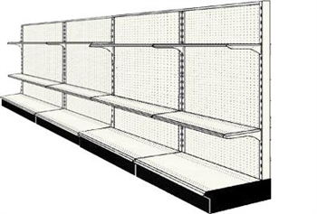 Used 16' wall run with base and 8 adjustable shelves