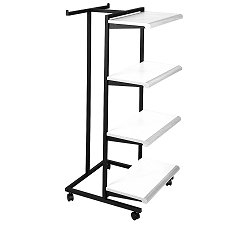 K410 - 4 shelf t stand sq tubing clothes racks, AA Store Fixtures