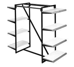 K411 - 8 shelf double hangrail sq clothes racks black, AA Store Fixtures
