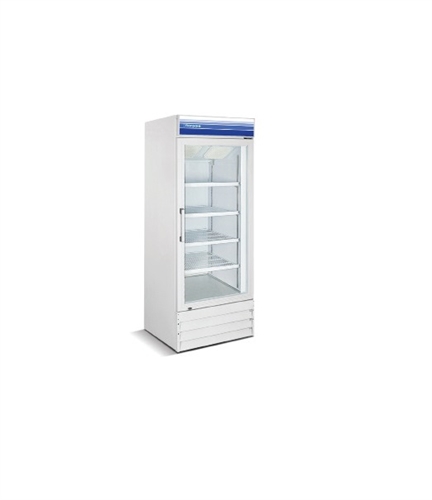 Norpole, 13 CuFt , 1 Door Glass Display Freezer, New, Swinging Door, self contained, freezers, coolers, white, discounted price, castors, wheels, refrigerator, commercial, gas station, convenience store, grocery, liquor