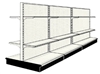 Used 12' gondola run with base and 12 adjustable shelves