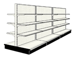 Used 12' gondola run with base and 18 adjustable shelves