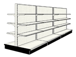Reconditioned 12' gondola run with base and 18 adjustable shelves