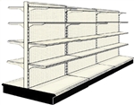 Used 12' gondola run with base and 24 adjustable shelves