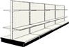 Used 16' gondola run with base and 16 adjustable shelves