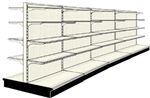 Reconditioned 16' gondola run with base and 32 adjustable shelves