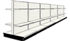 Used 20' gondola run with base and 20 adjustable shelves