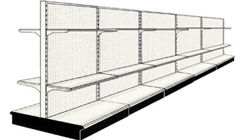 Reconditioned 20' gondola run with base and 20 adjustable shelves