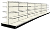 Used 20' gondola run with base and 40 adjustable shelves