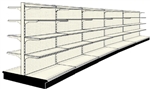 Used 20' gondola run with base and 40 adjustable shelves