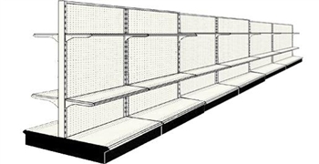 Used 24' gondola run with base and 24 adjustable shelves