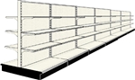 Used 24' gondola run with base and 36 adjustable shelves