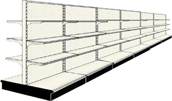 Used 24' gondola run with base and 36 adjustable shelves