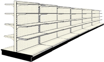 Reconditioned 24' gondola run with base and 48 adjustable shelves