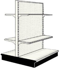 Reconditoned 4' gondola run with base and 4 adjustable shelves