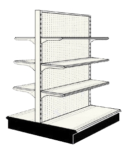 Used 4' gondola run with base and 6 adjustable shelves