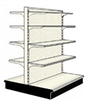 Used 4' gondola run with base and 8 adjustable shelves