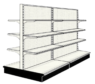 Used 8' gondola run with base and 12 adjustable shelves