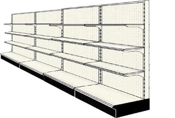 Used 16' wall run with base and 12 adjustable shelves