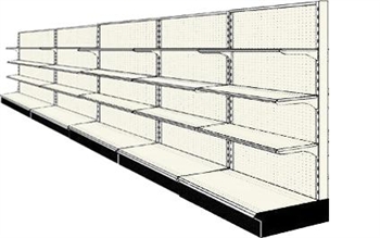 Used 20' wall run with base and 15 adjustable shelves