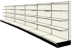 Used 20' wall run with base and 20 adjustable shelves